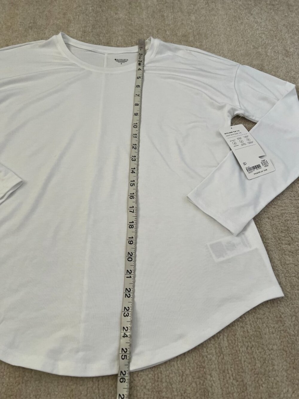 NWT Athleta With Ease 2.0 Long Sleeve White Top S - Picture 5 of 10